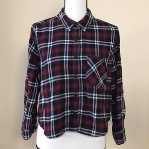 Plaid Button Down Cropped Shirt